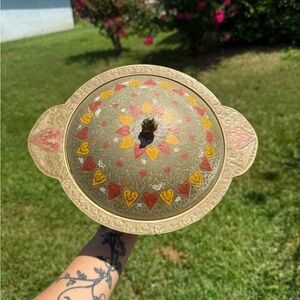 ✨Vintage Enamel & Brass Lidded Bowl✨